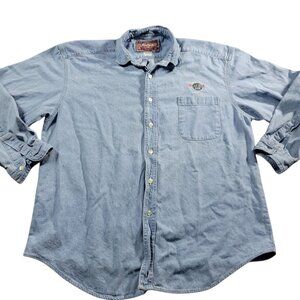 Hard Rock Cafe Honolulu Hawaii Denim Jean Shirt Mens Medium Embroidered Read*